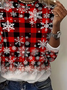Women Plaid Long Sleeve Tee T-shirt Crew Neck Printing Casual Spring/Fall Graphic Tee Top