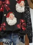 Women Santa Claus Crew Neck Printing Casual Spring/Fall Long Sleeve Sweatshirt