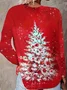 Women Christmas Long Sleeve Tee T-shirt Crew Neck Printing Casual Spring/Fall Graphic Tee Top
