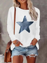 Women Star Long Sleeve Tee T-shirt Crew Neck Printing Casual Spring/Fall Graphic Tee Top