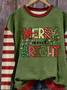 Women Striped Crew Neck Printing Casual Spring/Fall Long Sleeve Sweatshirt