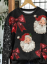 Women Santa Claus Crew Neck Printing Casual Spring/Fall Long Sleeve Sweatshirt