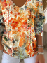 Women Floral Long Sleeve Tee T-shirt V Neck Printing Casual Spring/Fall Top