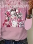Women Christmas Snowman Long Sleeve Tee T-shirt Crew Neck Printing Casual Spring/Fall Graphic Tee Top