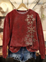 Women Christmas Crew Neck Printing Casual Spring/Fall Long Sleeve Sweatshirt