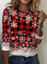 Women Plaid Long Sleeve Tee T-shirt Crew Neck Printing Casual Spring/Fall Graphic Tee Top