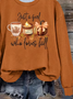 Women Maple Leaf Crew Neck Printing Casual Spring/Fall Long Sleeve Sweatshirt