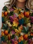 Women Maple Leaf Long Sleeve Tee T-shirt Crew Neck Printing Casual Spring/Fall Graphic Tee Top