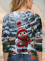 Women Christmas Snowman Long Sleeve Tee T-shirt Crew Neck Printing Casual Spring/Fall Graphic Tee Top