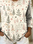 Women Christmas Long Sleeve Tee T-shirt V Neck Printing Casual Spring/Fall Graphic Tee Top