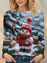 Women Christmas Snowman Long Sleeve Tee T-shirt Crew Neck Printing Casual Spring/Fall Graphic Tee Top