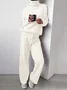 Women Plain Split Joint Two-Piece Set Daily Long Sleeve Casual Spring/Fall Top With Pants Matching Set