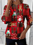 Women Christmas Crew Neck Printing Casual Spring/Fall Long Sleeve Sweatshirt