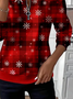 Women Plaid Crew Neck Printing Casual Spring/Fall Long Sleeve Sweatshirt
