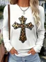 Women Leopard Long Sleeve Tee T-shirt Crew Neck Printing Casual Spring/Fall Graphic Tee Top