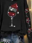 Women Christmas Spring/Fall Printing Long Sleeve Casual Daily Hoodie