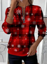 Women Plaid Crew Neck Printing Casual Spring/Fall Long Sleeve Sweatshirt