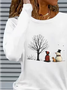 Women Christmas Snowman Long Sleeve Tee T-shirt Crew Neck Printing Casual Spring/Fall Graphic Tee Top