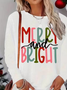 Women Text Letters Long Sleeve Tee T-shirt Crew Neck Printing Casual Spring/Fall Graphic Tee Top