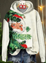 Women Santa Claus Spring/Fall Printing Long Sleeve Casual Daily Hoodie
