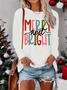 Women Text Letters Long Sleeve Tee T-shirt Crew Neck Printing Casual Spring/Fall Graphic Tee Top