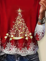 Women Christmas Long Sleeve Tee T-shirt Crew Neck Printing Casual Spring/Fall Graphic Tee Top