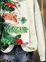 Women Santa Claus Spring/Fall Printing Long Sleeve Casual Daily Hoodie