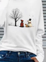 Women Christmas Snowman Long Sleeve Tee T-shirt Crew Neck Printing Casual Spring/Fall Graphic Tee Top