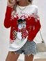 Women Christmas Snowman Long Sleeve Tee T-shirt Crew Neck Printing Casual Spring/Fall Graphic Tee Top