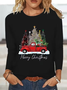 Women Christmas Long Sleeve Tee T-shirt Crew Neck Printing Casual Spring/Fall Graphic Tee Top
