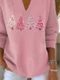 Women Christmas Printing Spring/Fall Casual Long Sleeve Shawl Collar Sweater