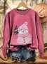 Women Christmas Snowman Crew Neck Printing Casual Spring/Fall Long Sleeve Sweatshirt