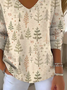 Women Christmas Long Sleeve Tee T-shirt V Neck Printing Casual Spring/Fall Top