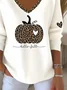 Women Leopard Long Sleeve Tee T-shirt V Neck Printing Casual Spring/Fall Top