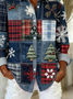 Women Christmas Long Sleeve Shirt Spring/Fall Buckle Shirt Collar Regular Sleeve Daily Casual Top
