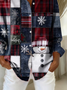 Women Christmas Snowman Long Sleeve Shirt Spring/Fall Buckle Shirt Collar Regular Sleeve Daily Casual Top