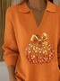 Women Halloween (pumpkin) Printing Spring/Fall Casual Long Sleeve Shawl Collar Sweater
