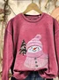 Women Christmas Snowman Crew Neck Printing Casual Spring/Fall Long Sleeve Sweatshirt