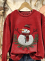 Women Christmas Snowman Crew Neck Printing Casual Spring/Fall Long Sleeve Sweatshirt
