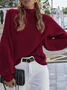 Women Plain Split Joint Winter Street Long Sleeve Mock Neck Sweater