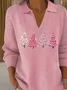 Women Christmas Printing Spring/Fall Casual Long Sleeve Shawl Collar Sweater