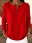 Women Plain Spring/Fall Casual Long Sleeve Henley Collar Cotton Sweater