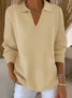 Women Plain Printing Spring/Fall Casual Long Sleeve Shawl Collar Sweater