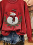 Women Christmas Snowman Crew Neck Printing Casual Spring/Fall Long Sleeve Sweatshirt