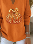 Women Halloween (pumpkin) Printing Spring/Fall Casual Long Sleeve Shawl Collar Sweater