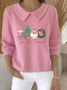 Women Santa Claus Printing Spring/Fall Casual Long Sleeve Shawl Collar Sweater