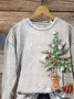 Women Christmas Crew Neck Printing Casual Spring/Fall Long Sleeve Sweatshirt