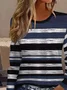 Women Striped Long Sleeve Tee T-shirt Crew Neck Printing Casual Spring/Fall Graphic Tee Top