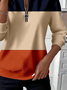 Women Multicolor Block Crew Neck Printing Casual Spring/Fall Long Sleeve Sweatshirt
