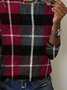 Women Plaid Long Sleeve Tee T-shirt Crew Neck Printing Casual Spring/Fall Graphic Tee Top